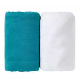 Set of two fitted sheets: White & Tropic Blue